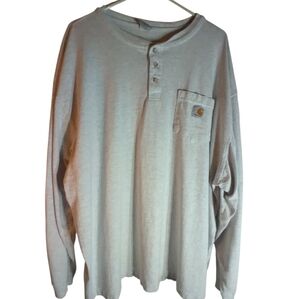 Carhartt Men's Light Gray Long Sleeve Henley T Shirt Size 2X Workwear Casual